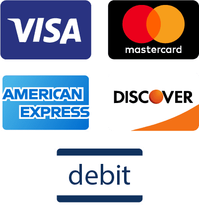 Visa, Mastercard, American Express, Discover, and Debit Cards