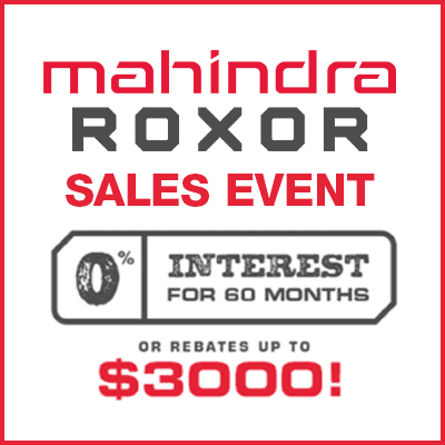 Mahindra ROXOR sales event - 0% interest for 60 months - rebates up to $3,000